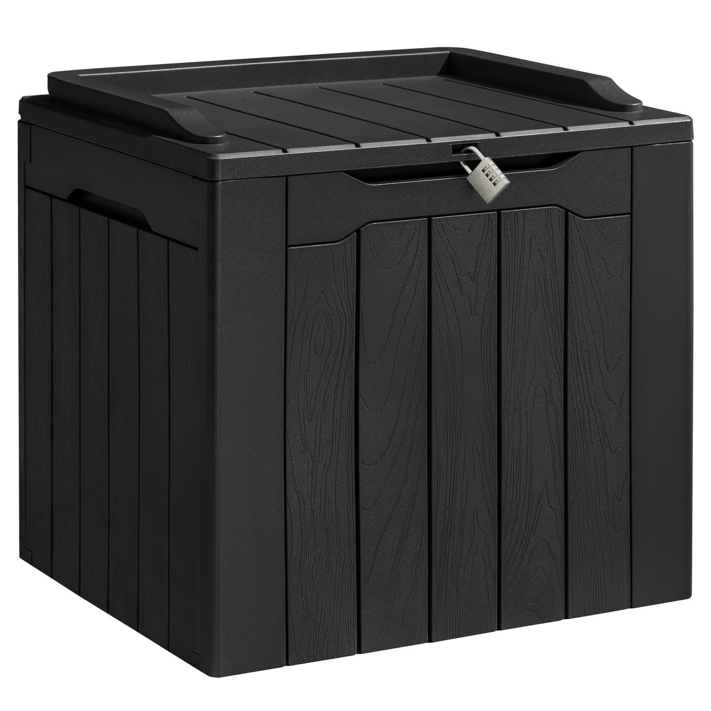 31 Gallon Outdoor Deck Box In Resin with Seat, Light Coffee