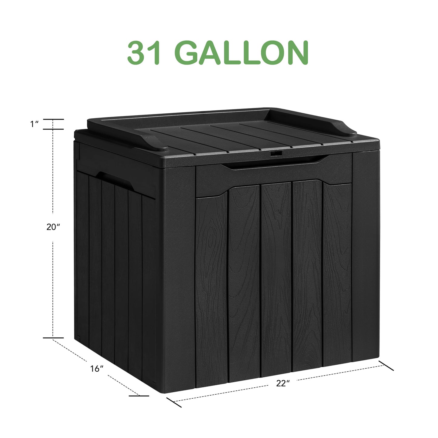 31 Gallon Outdoor Deck Box In Resin with Seat, Light Coffee