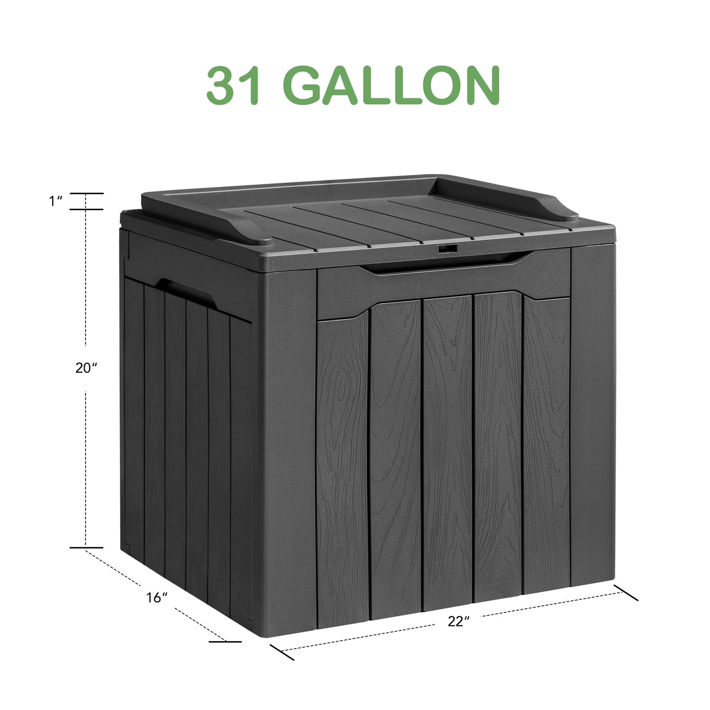 31 Gallon Outdoor Deck Box In Resin with Seat, Light Coffee
